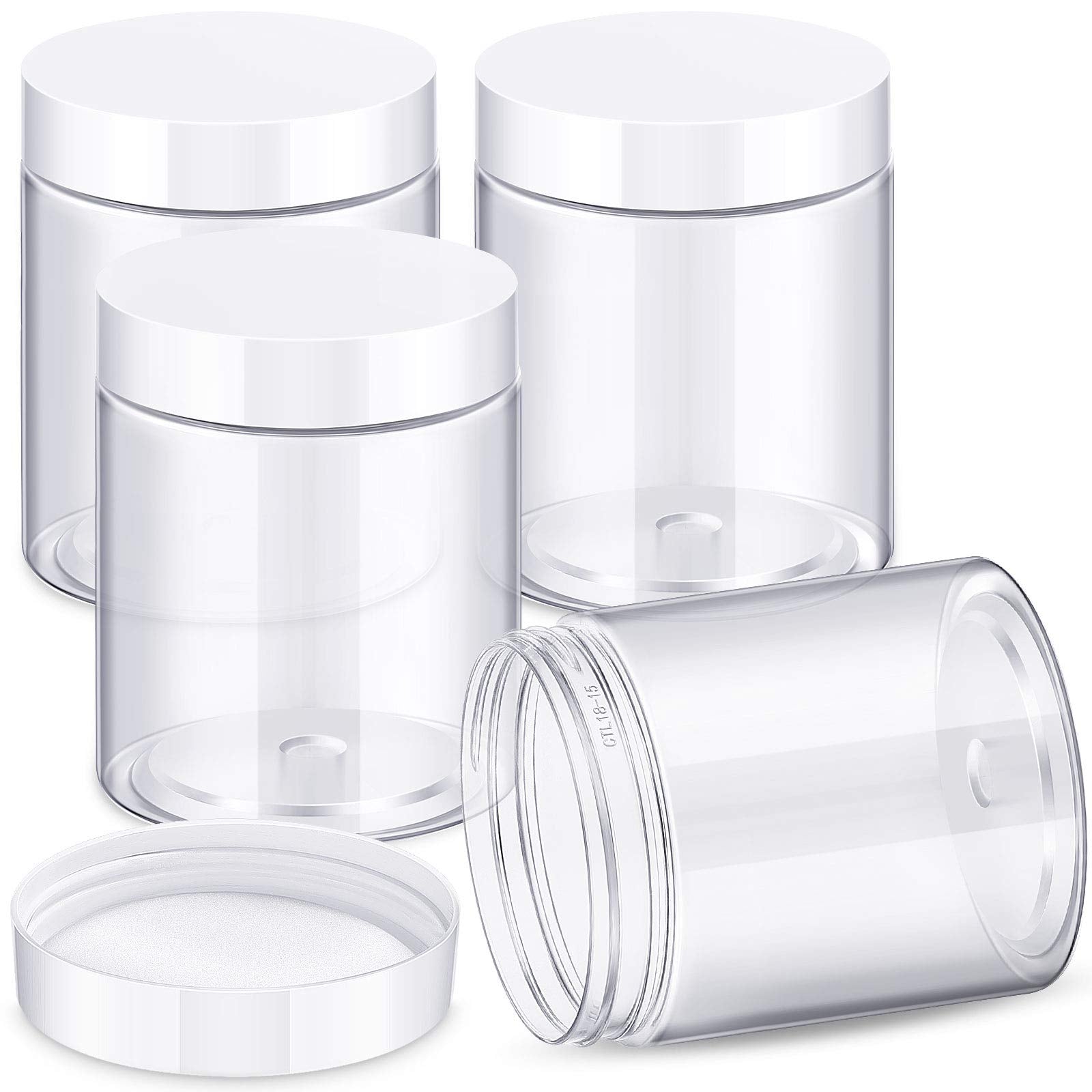 Patelai 4 Pcs Plastic Jars Wide Mouth with Lids