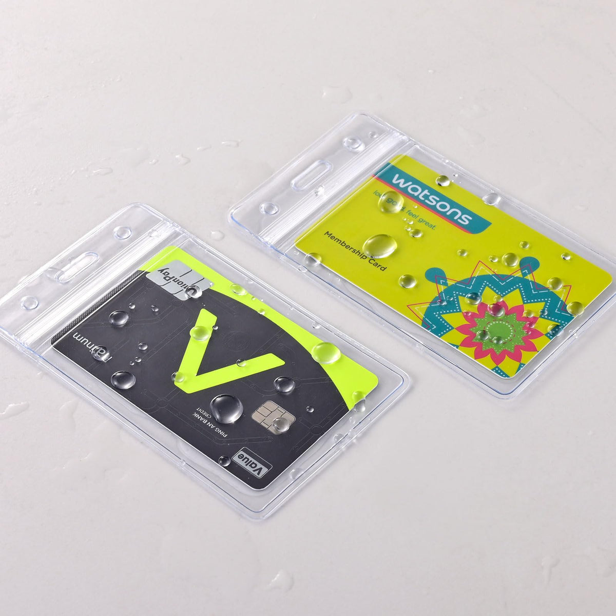 Fledomx 5 Pack Clear Waterproof Vertical ID Badge Holders with Lanyards