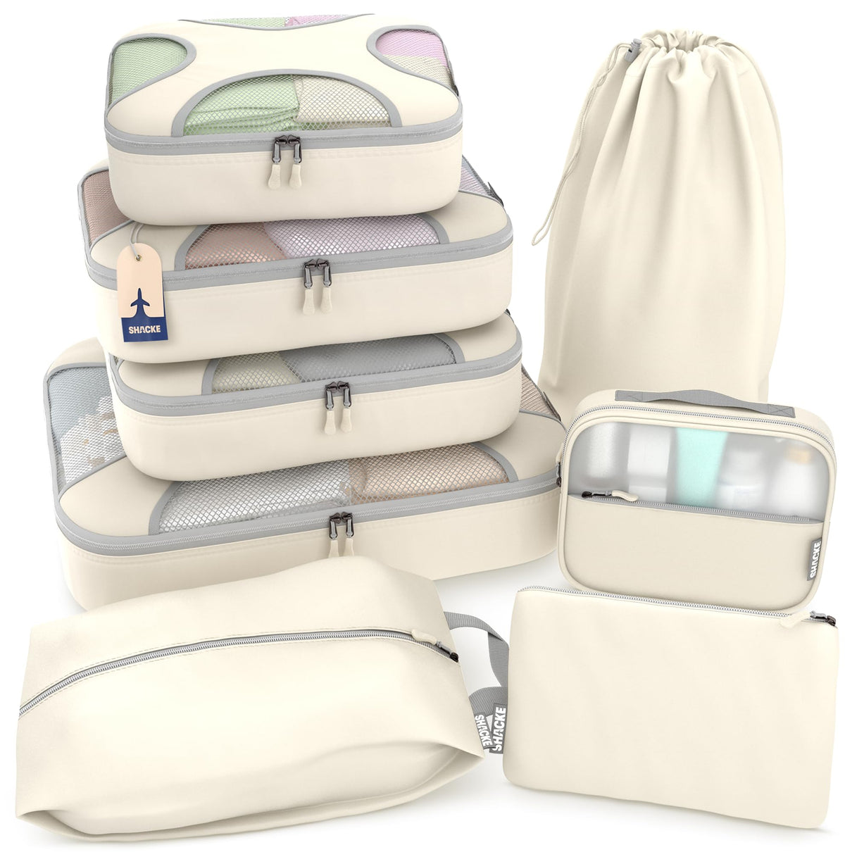 5 Set/8 Set Packing Cubes - Travel Organizers with Laundry Bag