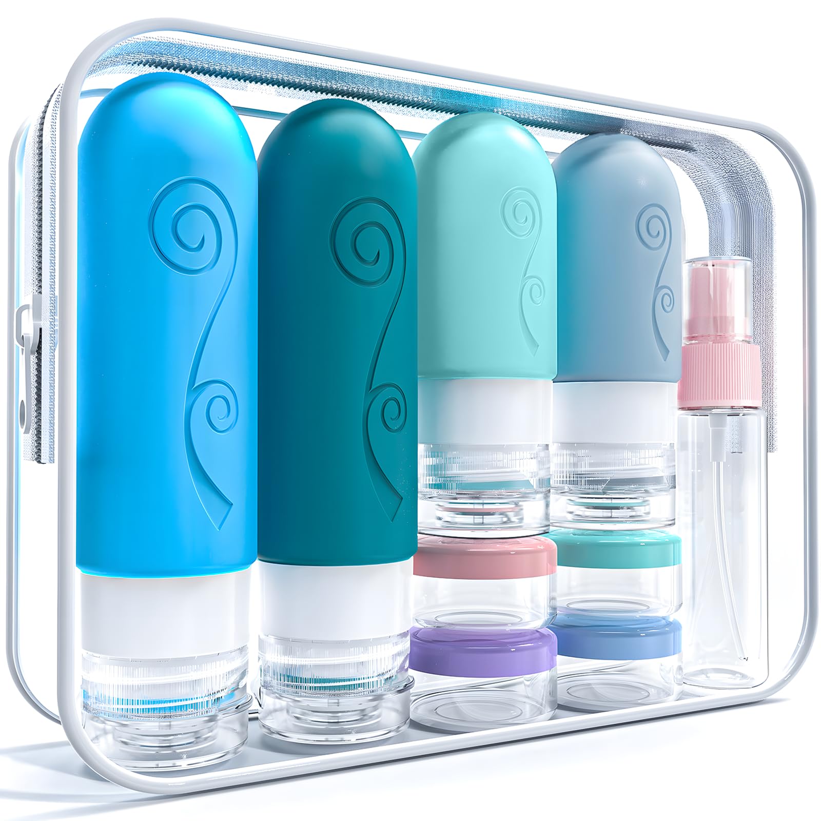 vodvob 16pack Travel Bottles for Toiletries,TSA Approved Silicone Travel Containers for Toiletries,Leak Proof Refillable Liqus Shampoo And Conditioner travel Essentials toiletry Bottles