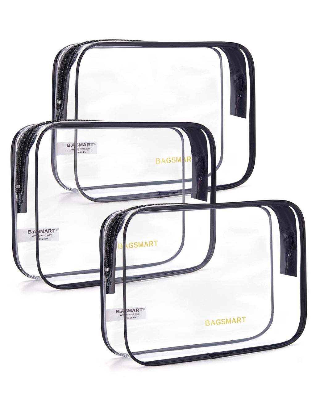 BAGSMART Clear Toiletry Bag, 3 Pack TSA Approved Toiletry Bag Quart Size Bag