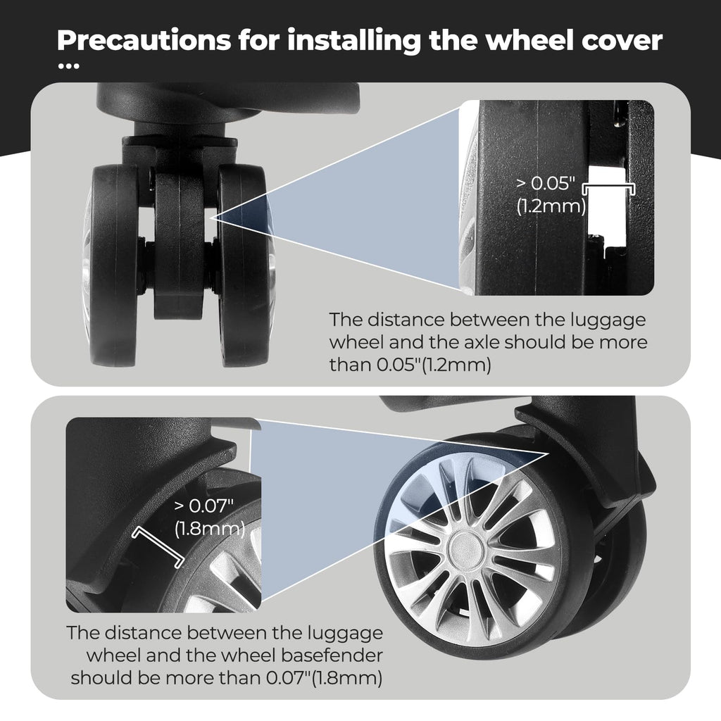 Wanzhuango 8Pcs Upgrade Luggage Wheel Covers,Essential Travel Accessories