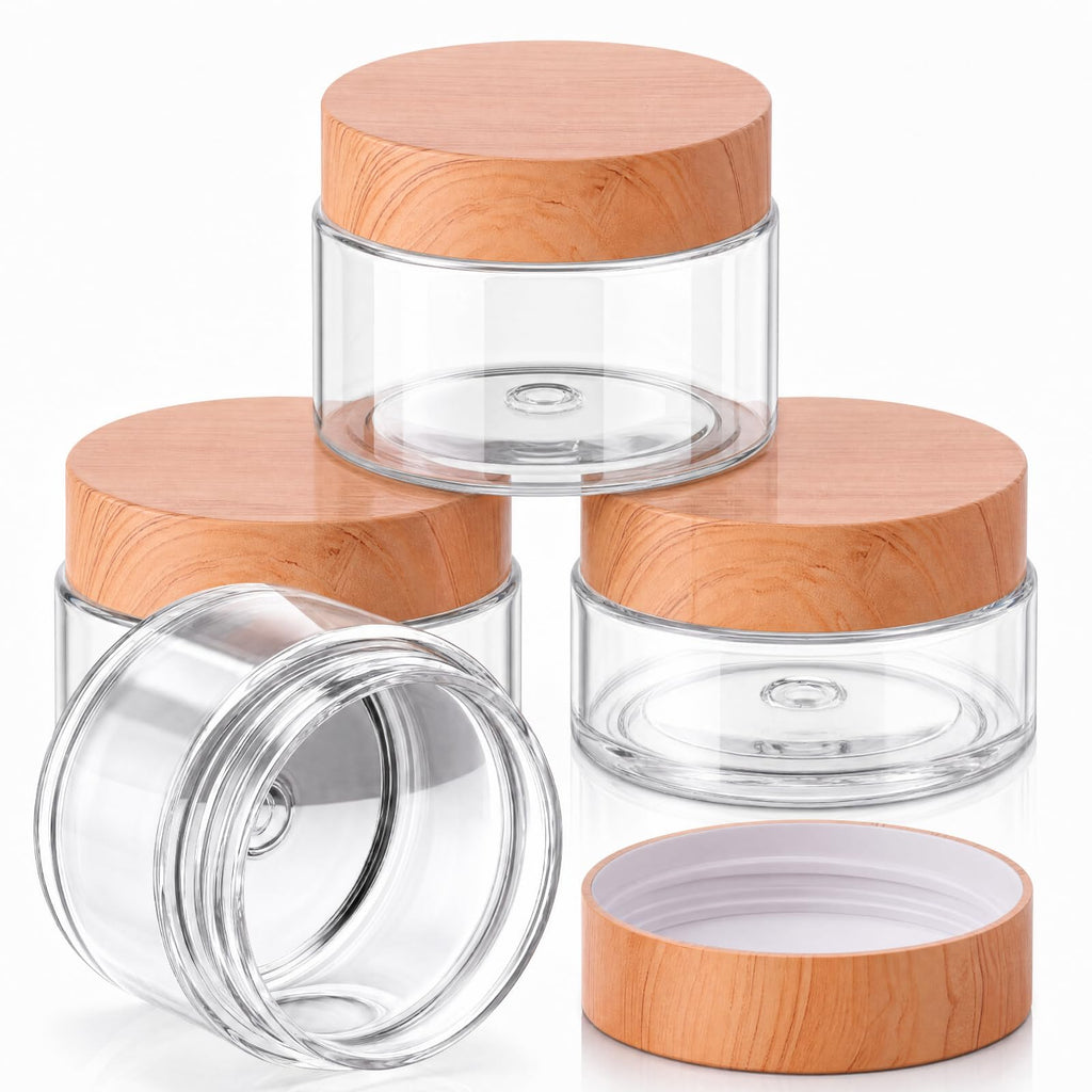 Patelai 4 Pcs Plastic Jars Wide Mouth with Lids