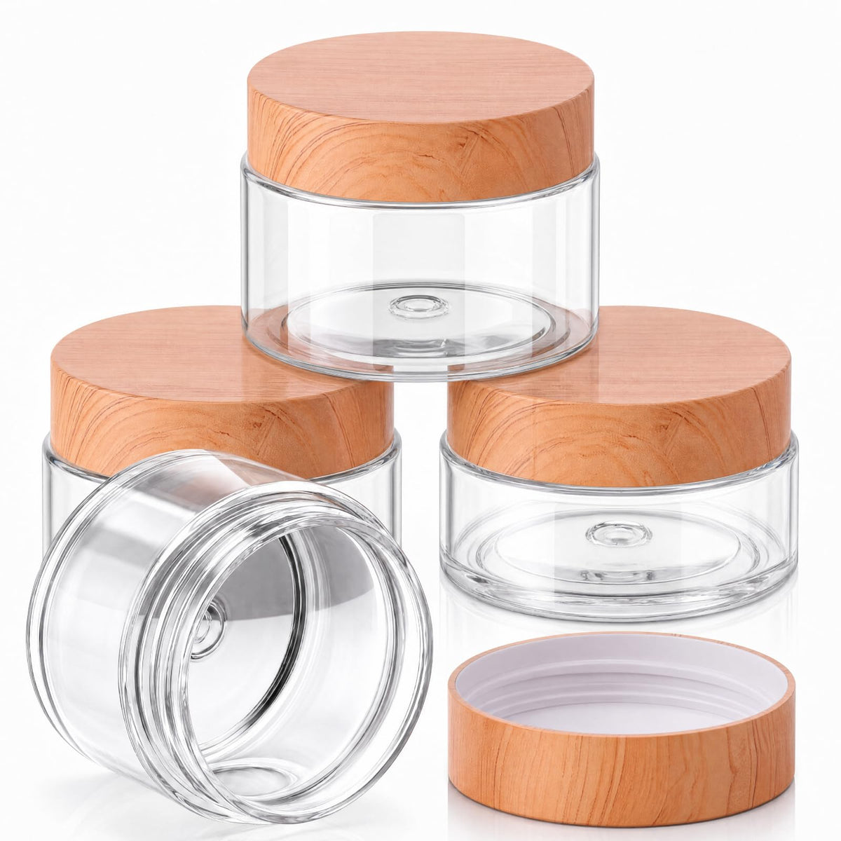 Patelai 4 Pcs Plastic Jars Wide Mouth with Lids