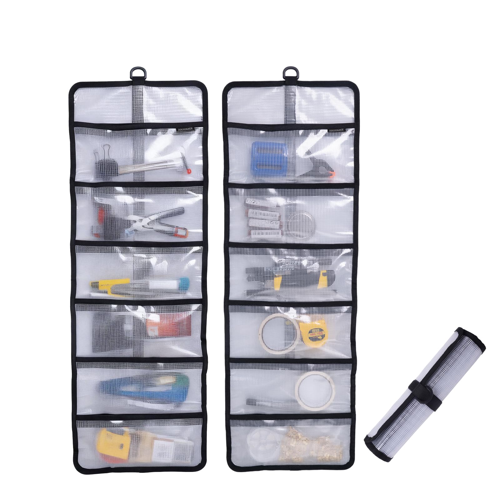 Small Roll Up Storage Bag, 6 Pockets Roll Up Tool Kit, Suitable for Mechanics, Kitchen Storage, Art Sketching, Travelling, Potter's Tools, Office Objects, Transparent and Visible, Space-saving