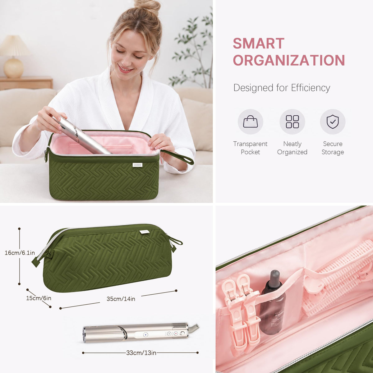 Leudes Hair Tools Travel Bag with Heat Resistant Mat for Shark Flex Style