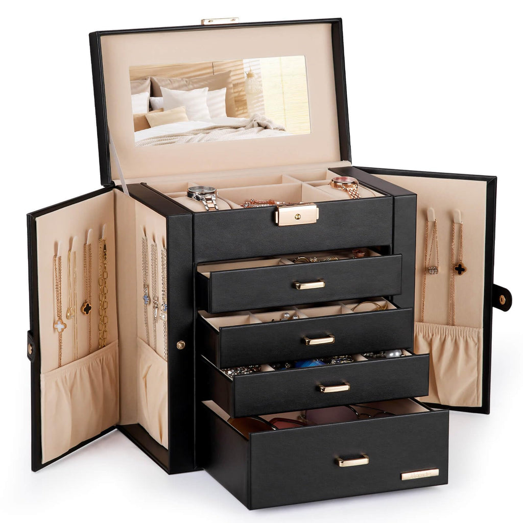 Homde Large Jewelry Box for Women: 5-Layer Organizer with Lock for Dresser
