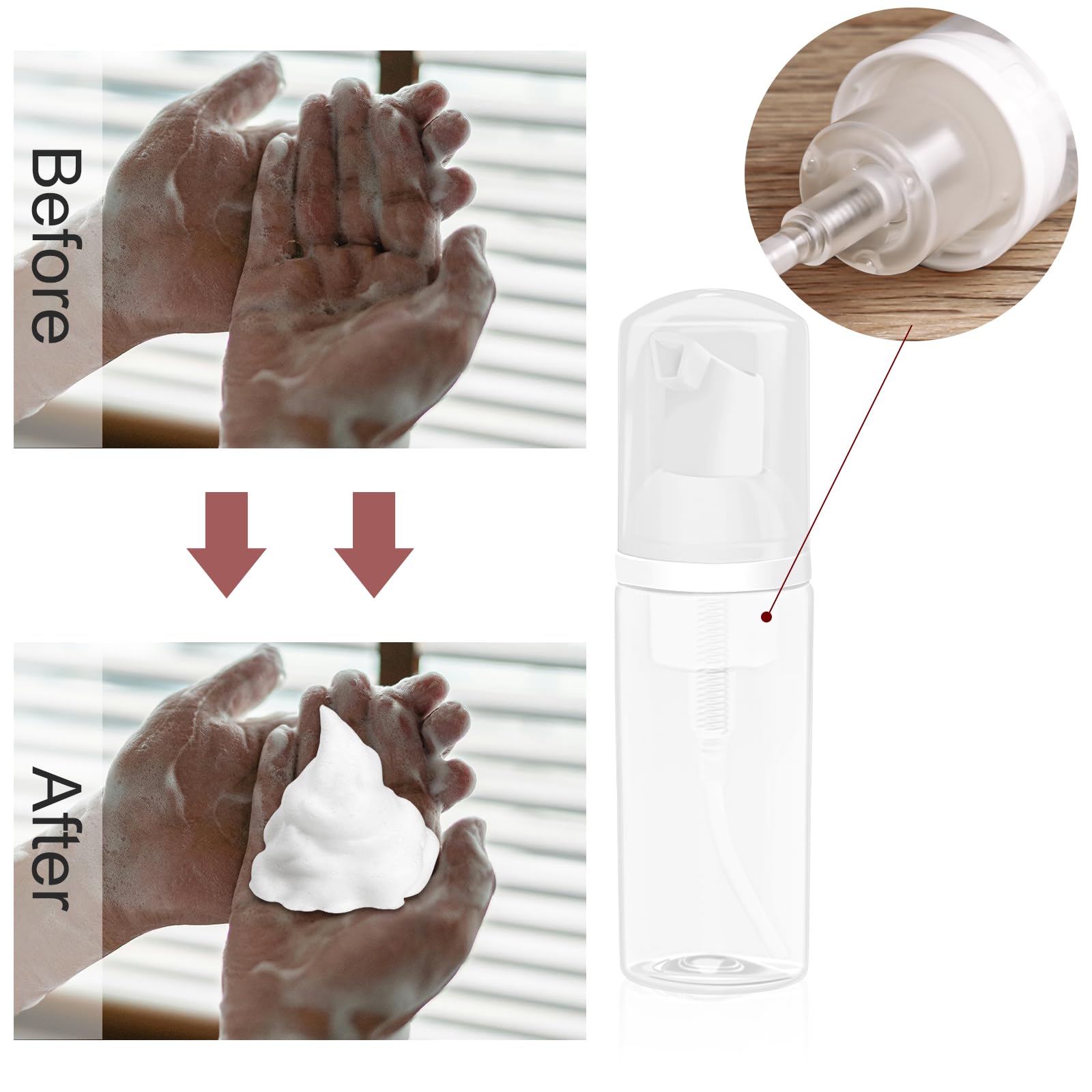 Plastic Foam Pump Bottle, Empty Bottle Travel Foaming Dispenser for Hand Soap, Shampoo