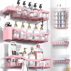 7-Pack Adhesive Stainless Steel Shower Caddy Organizer
