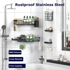 7-Pack Adhesive Stainless Steel Shower Caddy Organizer