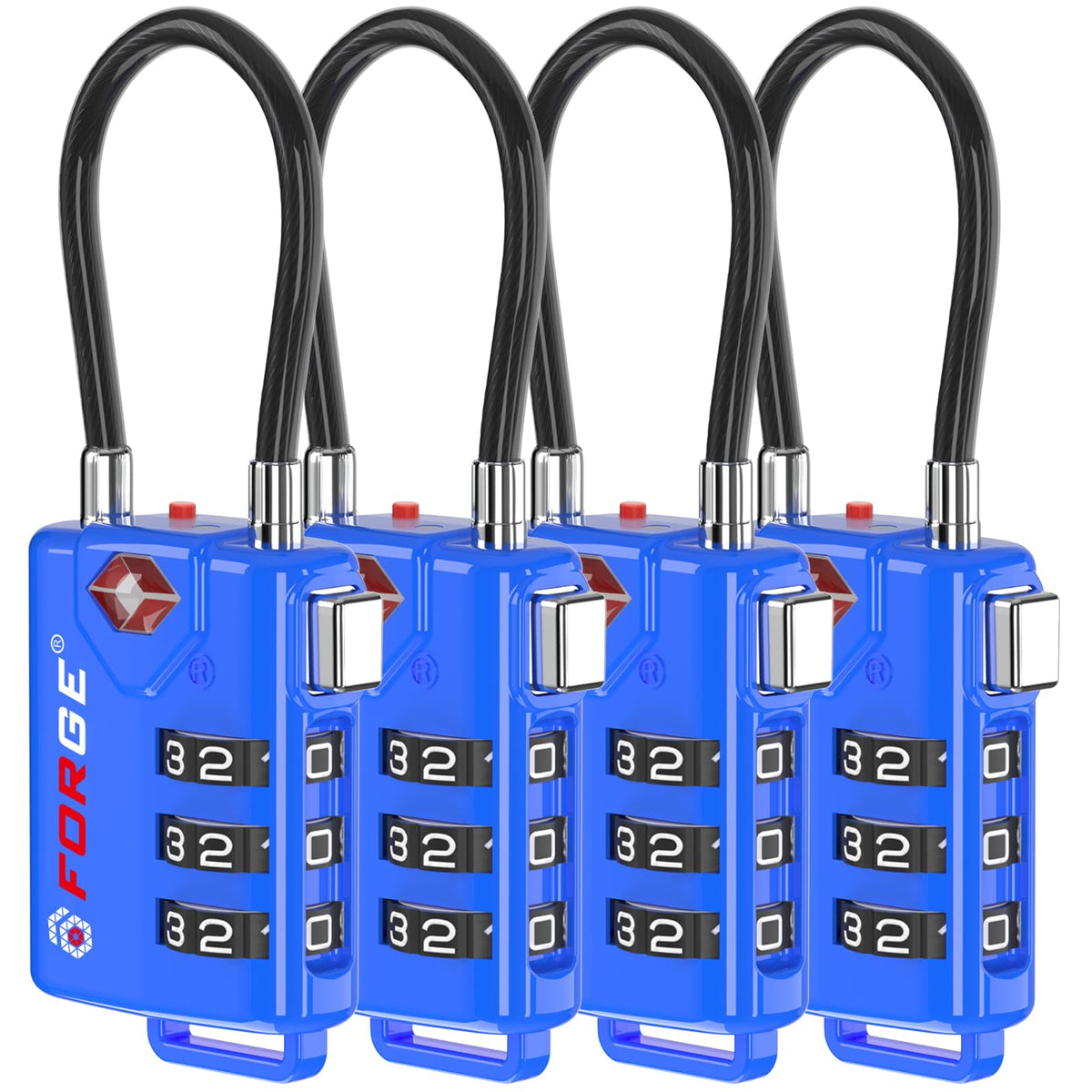 TSA Approved Cable Luggage Locks, Re-settable Combination with Alloy Body