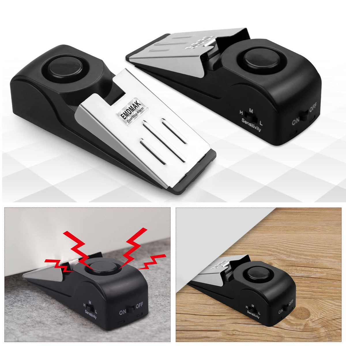 EMDMAK Door Stop Alarm with 120DB Siren Door Stop for Home & Travel