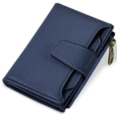 Compact RFID Blocking Leather Bifold Travel Wallet for Women