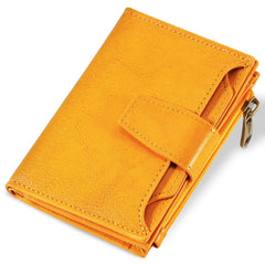 Compact RFID Blocking Leather Bifold Travel Wallet for Women