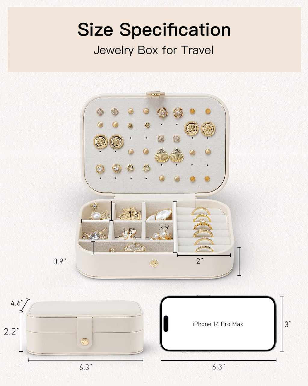 VLANDO Travel Jewelry Case, Portable Jewelry Earring Box Organizer
