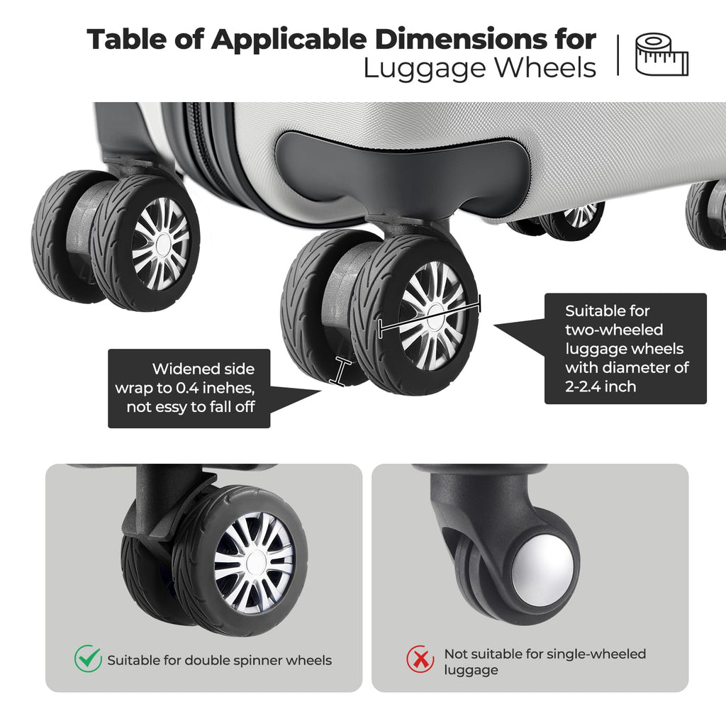 Wanzhuango 8Pcs Upgrade Luggage Wheel Covers,Essential Travel Accessories