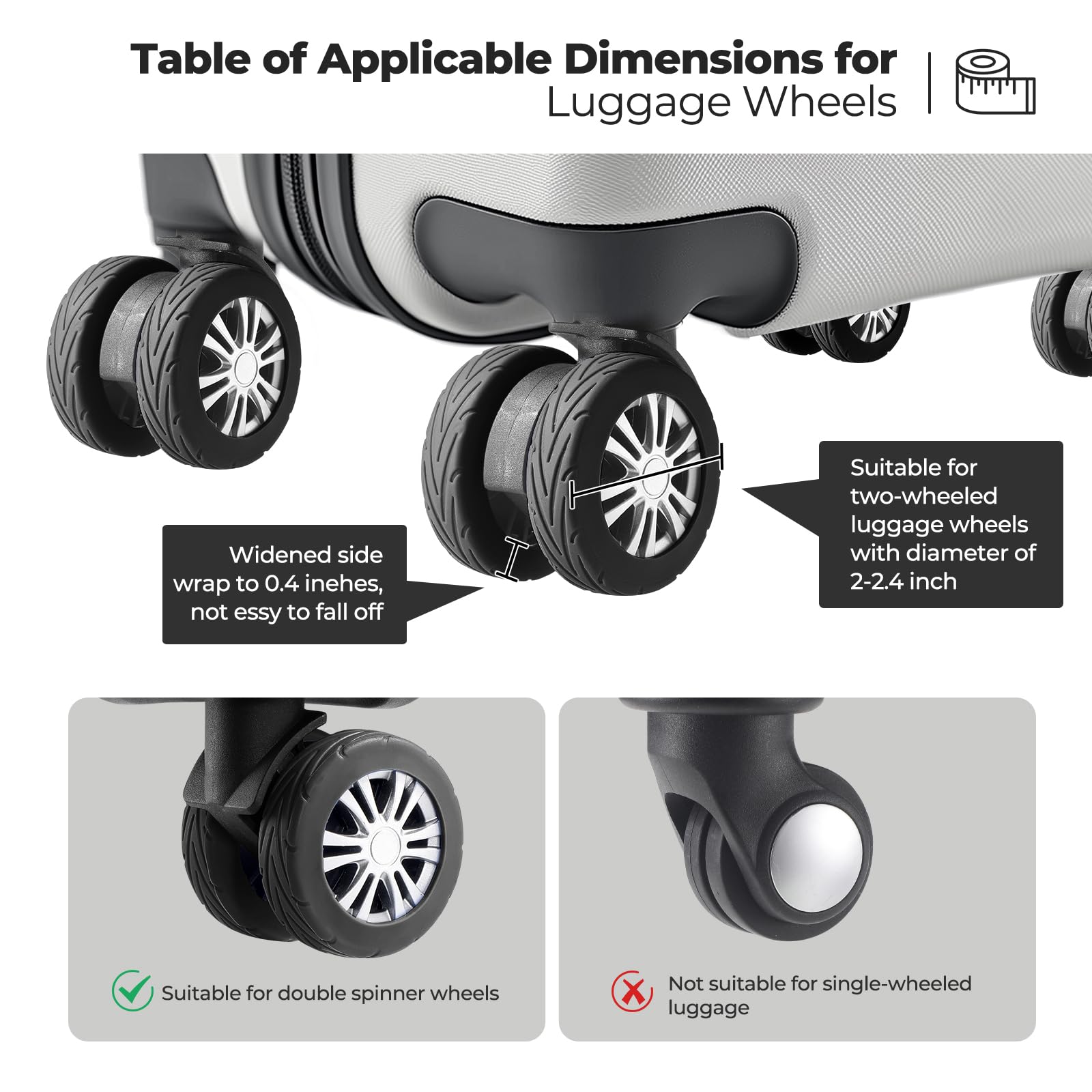 Wanzhuango 8Pcs Upgrade Luggage Wheel Covers,Essential Travel Accessories