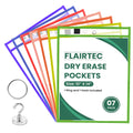 Job Ticket Holders | Reusable Dry Erase Pockets with Metal Rings & Hooks | Durable Clear Shop Sleeves for Work Order | Perfect for Classrooms