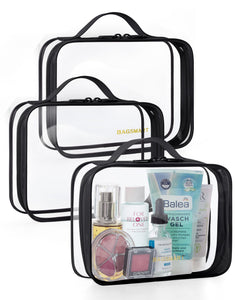 3-Pack TSA-Approved Clear Quart-Size Travel Toiletry Bags