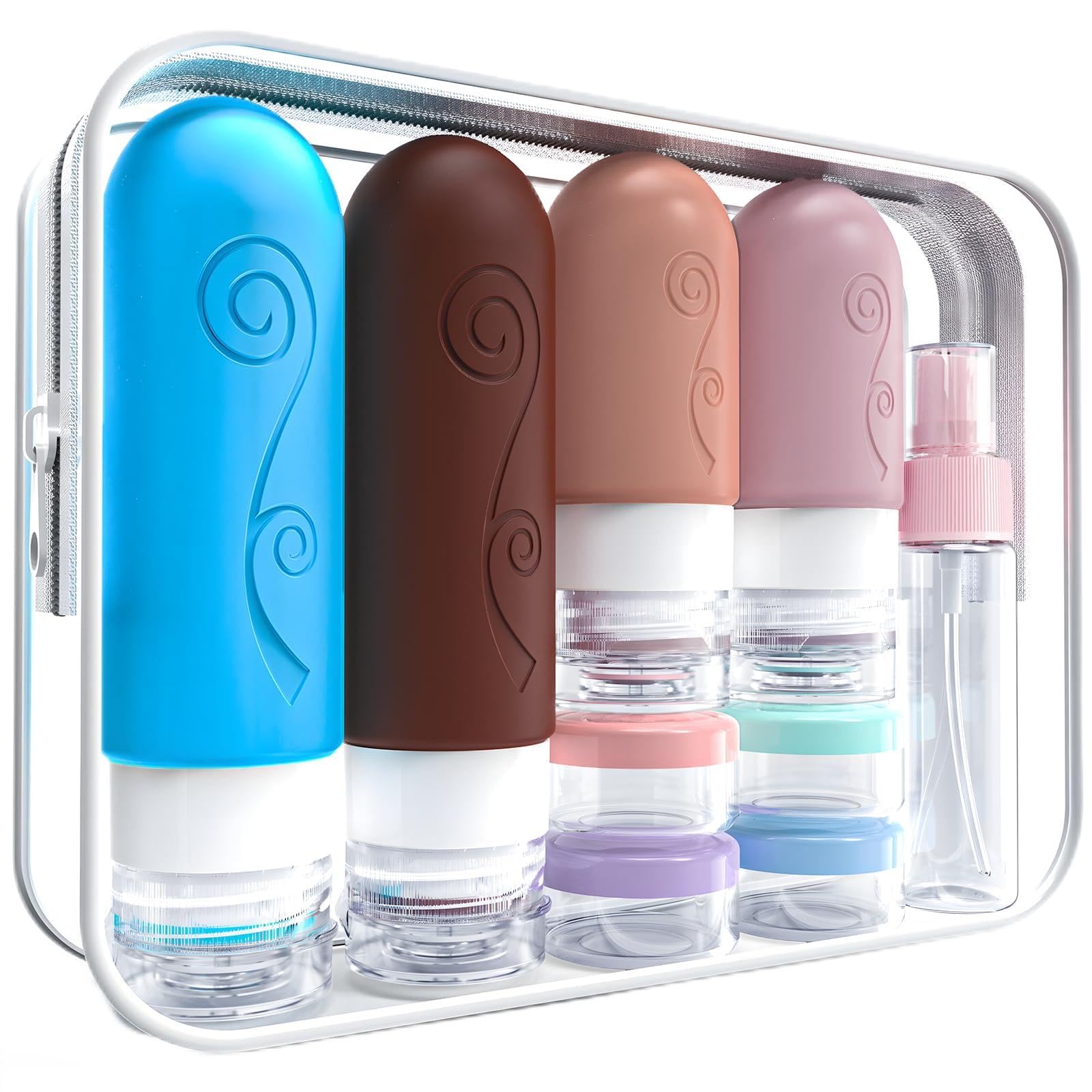 vodvob 16pack Travel Bottles for Toiletries,TSA Approved Silicone Travel Containers for Toiletries,Leak Proof Refillable Liqus Shampoo And Conditioner travel Essentials toiletry Bottles