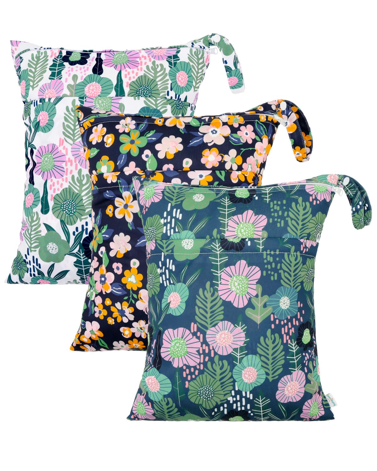 babygoal Wet Dry Bags for Baby Cloth Diapers, Washable Travel Bags, Beach, Pool, Gym Bag for Swimsuits & Wet Clothes with Two Zippered Pockets