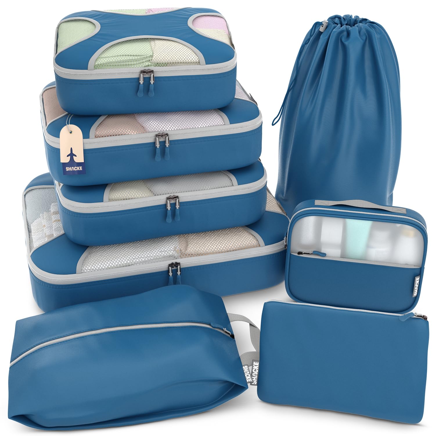 5 Set/8 Set Packing Cubes - Travel Organizers with Laundry Bag