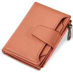 Compact RFID Blocking Leather Bifold Travel Wallet for Women