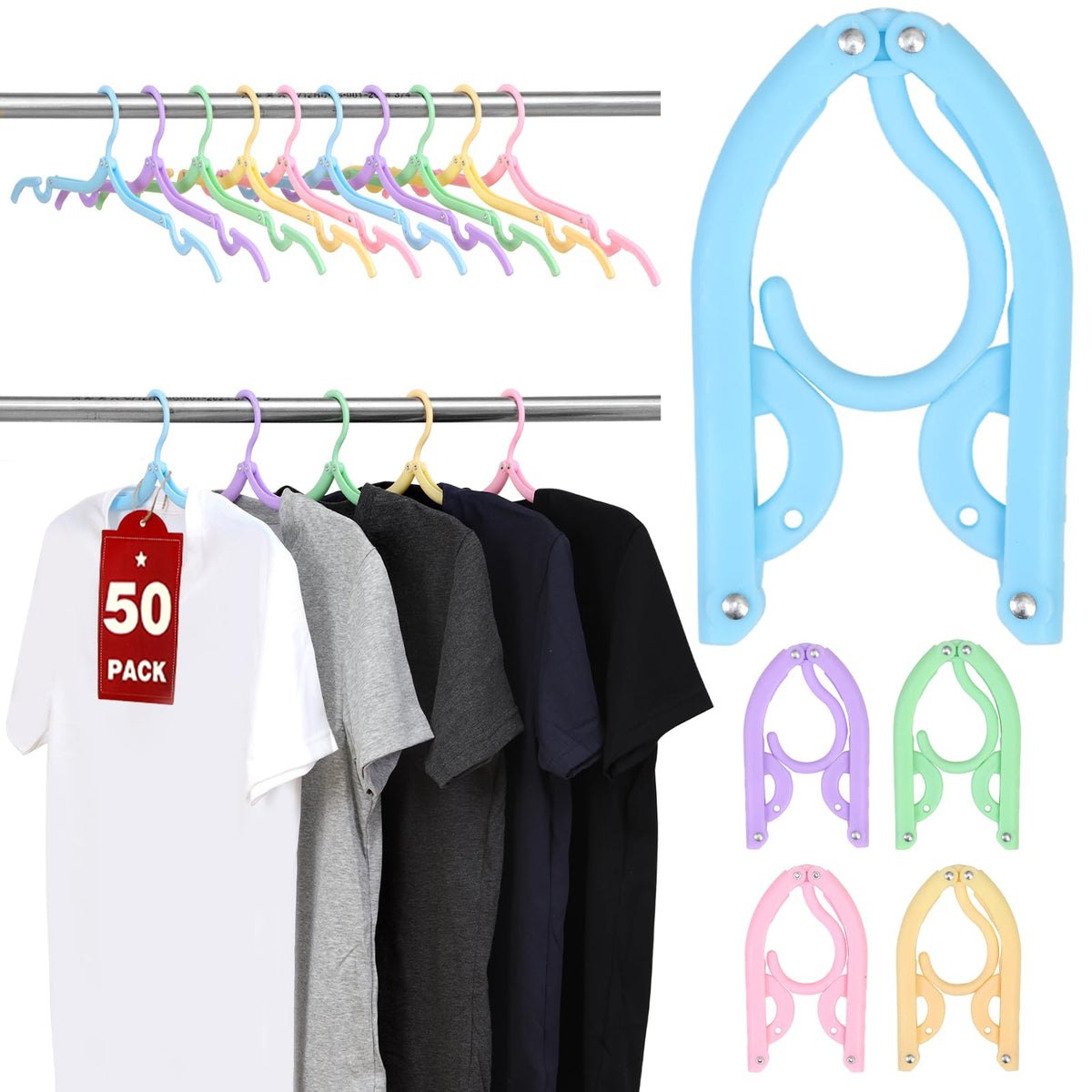 Travel Hangers, Cruise Ship Essentials Foldable Plastic Hangers Travel Essentials, Portable Cruises Must Haves, for Suitcase, RV Camping Airplane
