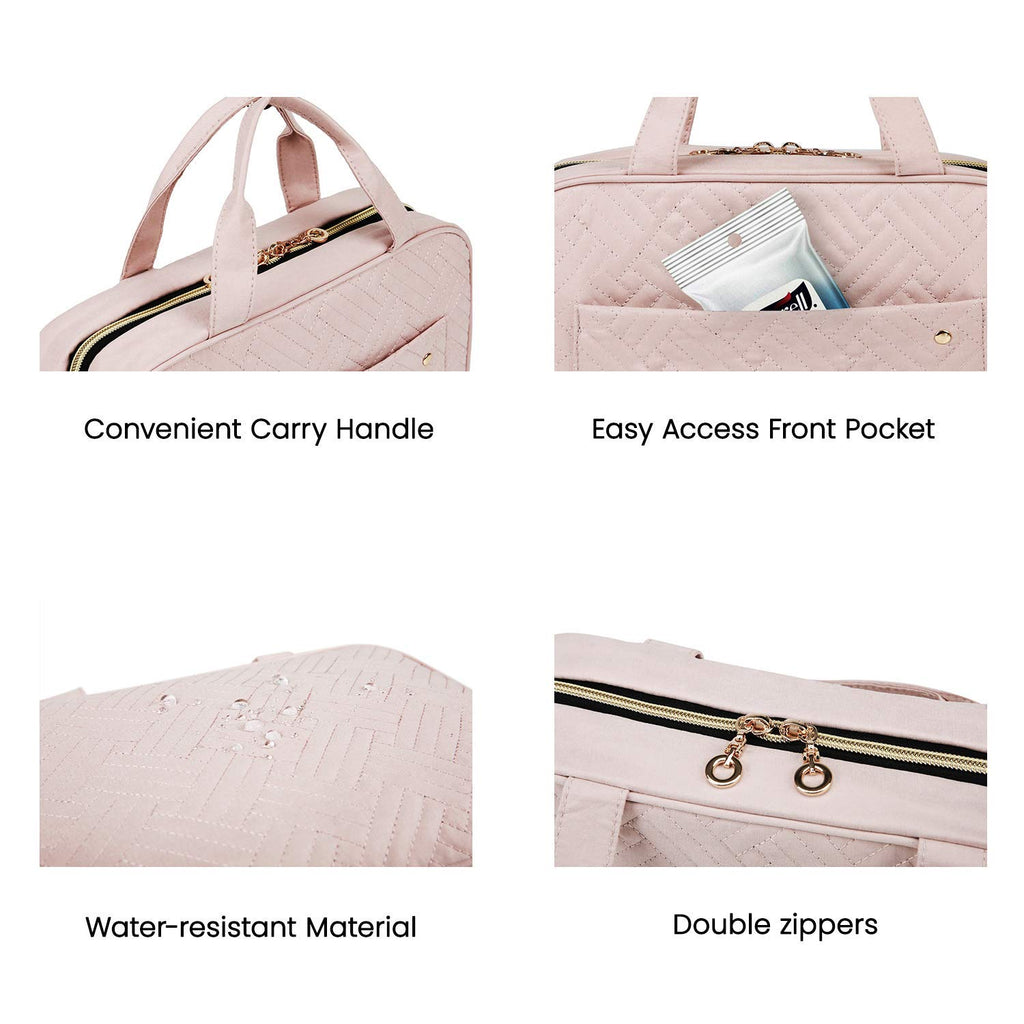 BAGSMART Toiletry Bag Travel Bag with Hanging Hook, Water-resistant Makeup Cosmetic Bag Travel Organizer for Accessories, Shampoo, Full-size Container, Toiletries