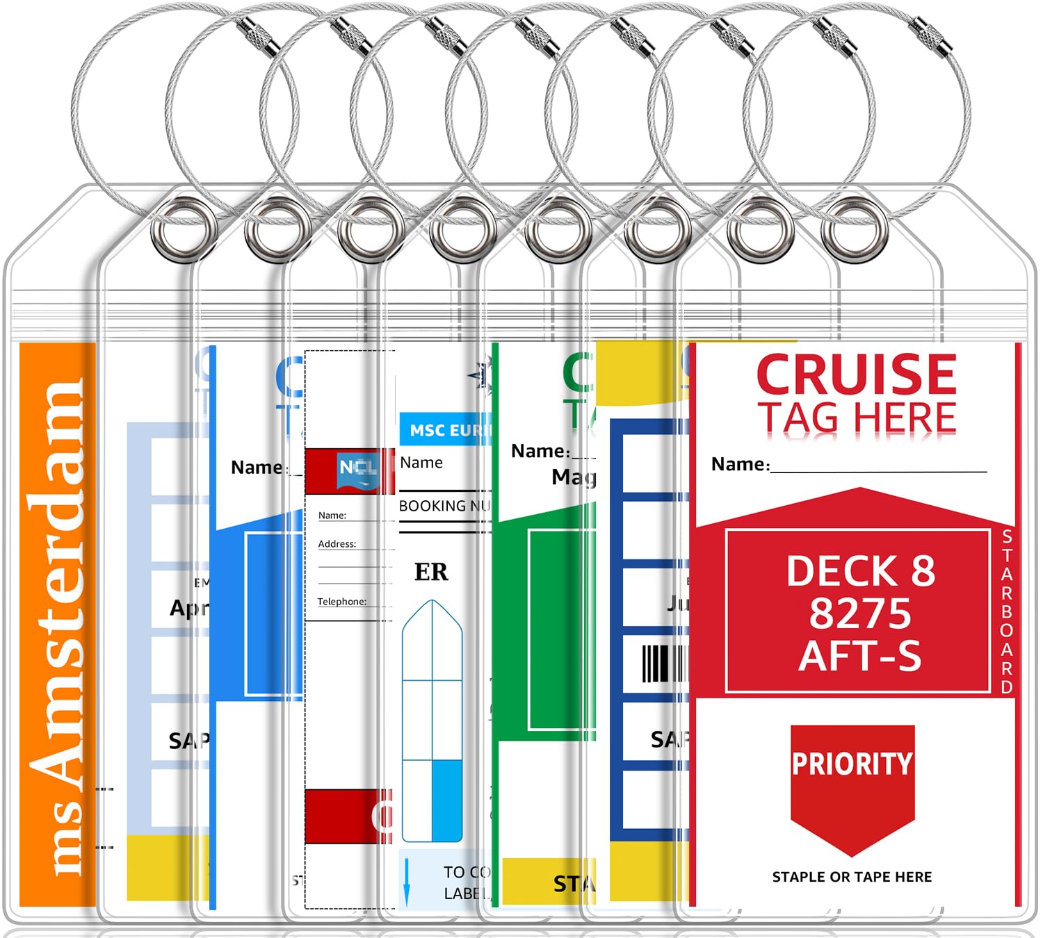 Cruise Luggage Tag Holder for Carnival, NCL, Princess, MSC, Norwegian Ships