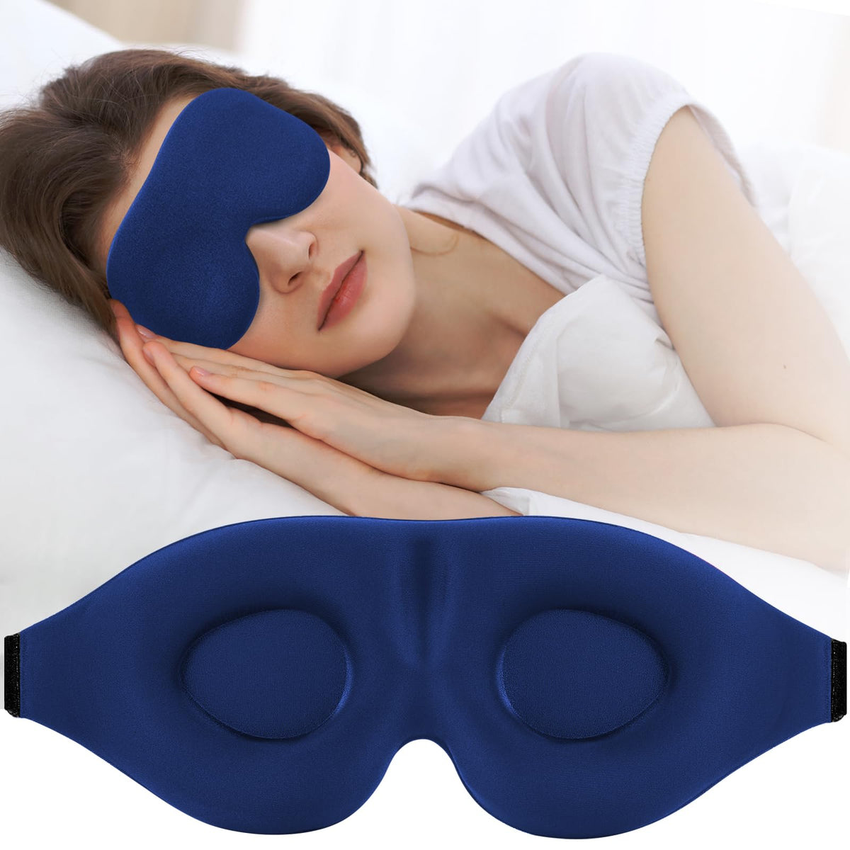ZGGCD Sleep Mask for Side Sleeper, Light Blocking Sleeping Eye Mask for Women Men, 3D Contoured Cup Night Blindfold, Luxury Eye Cover Eye Shade with Adjustable Strap for Travel, Nap