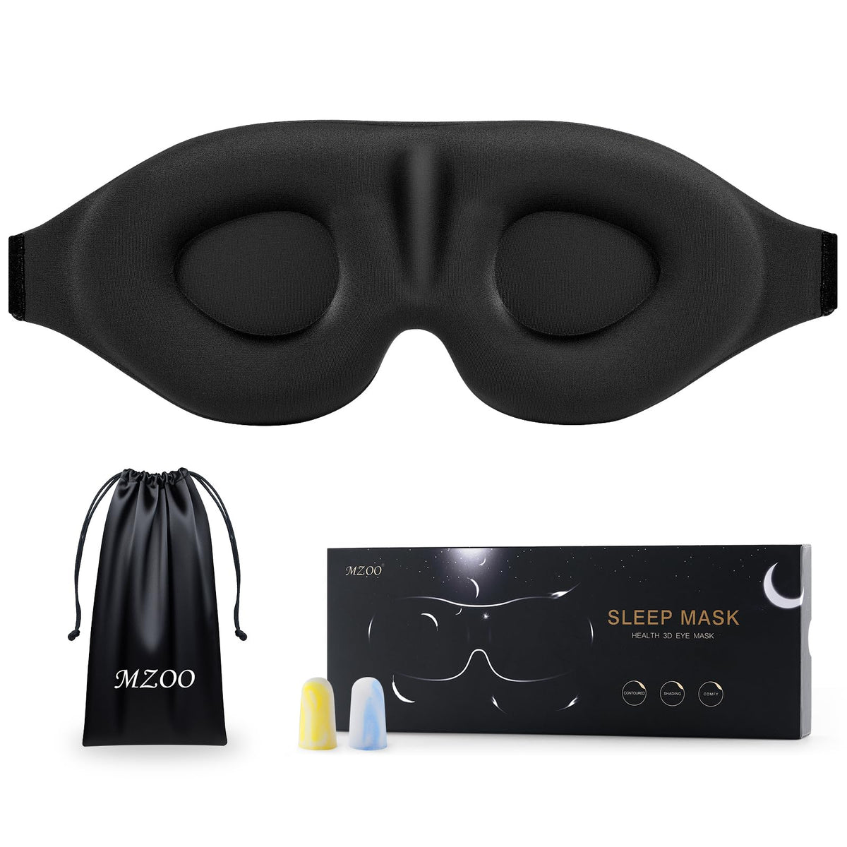 MZOO Sleep Mask for Side Sleeper, Light Blocking Eye Shade for Men and Women