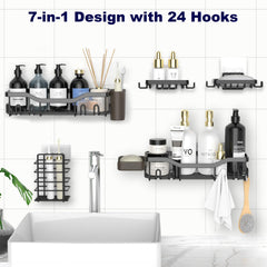 7-Pack Adhesive Stainless Steel Shower Caddy Organizer