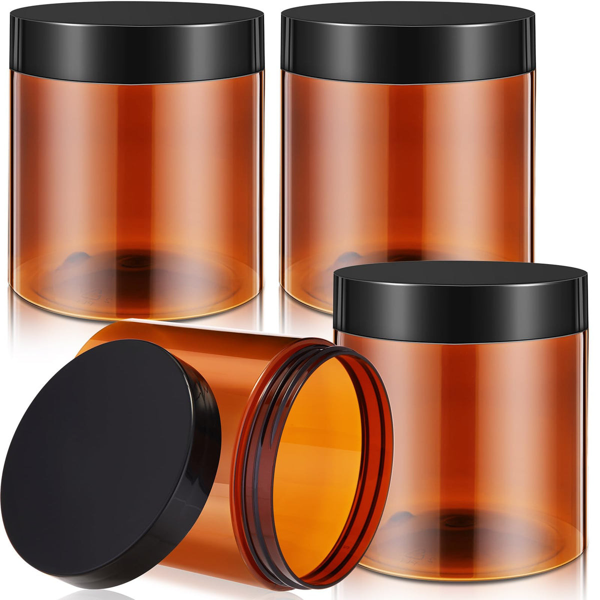 Patelai 4 Pcs Plastic Jars Wide Mouth with Lids