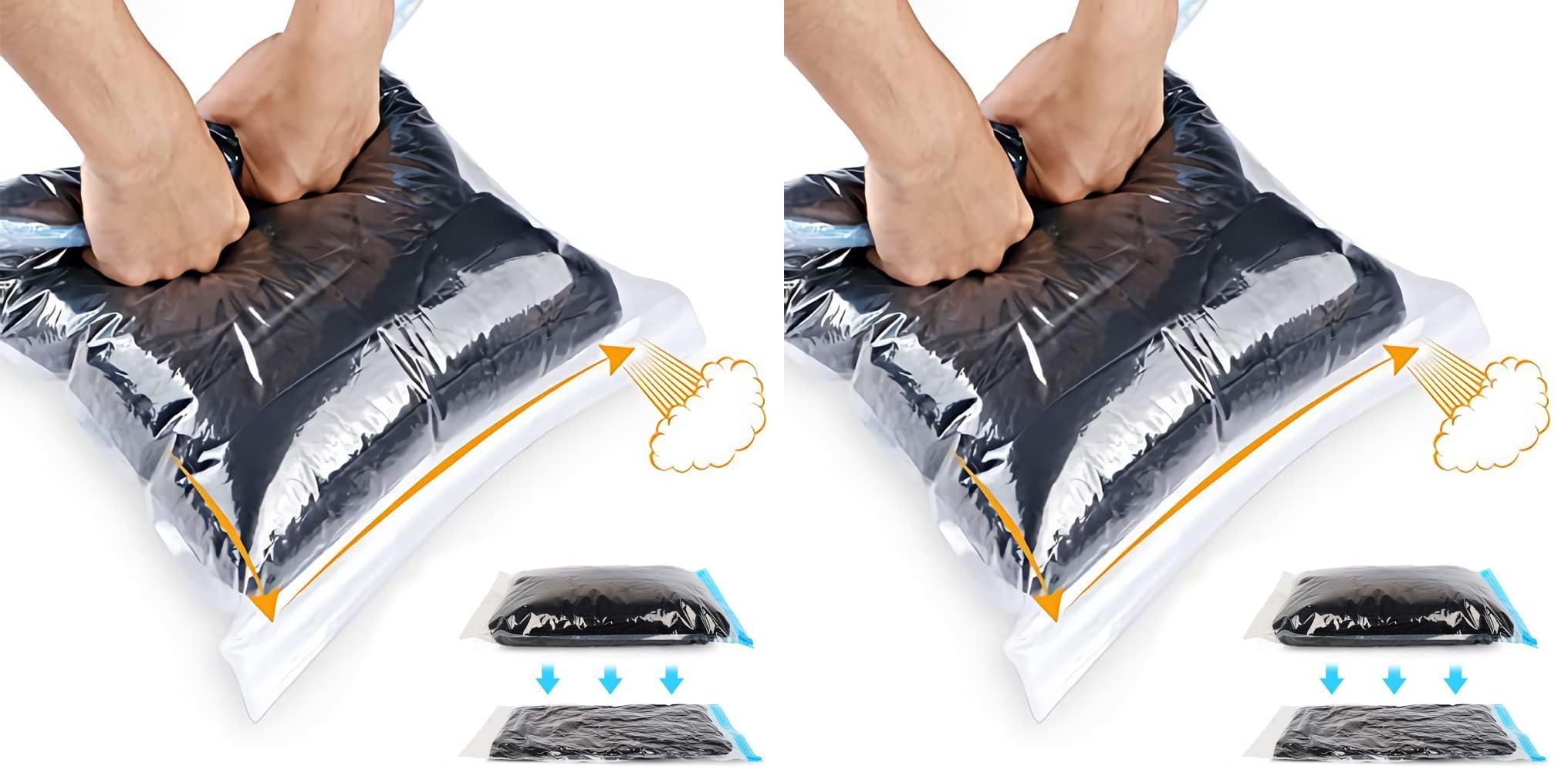 ALMING Compression Bags - Travel Essentials 12 Pack Space Saver No Vacuum or Pump Needed Storage Accessorie and Home Packing Organizers (transparent)
