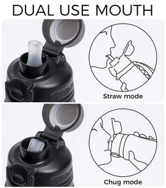 21 oz Collapsible Silicone Travel Bottle with Straw & Strap