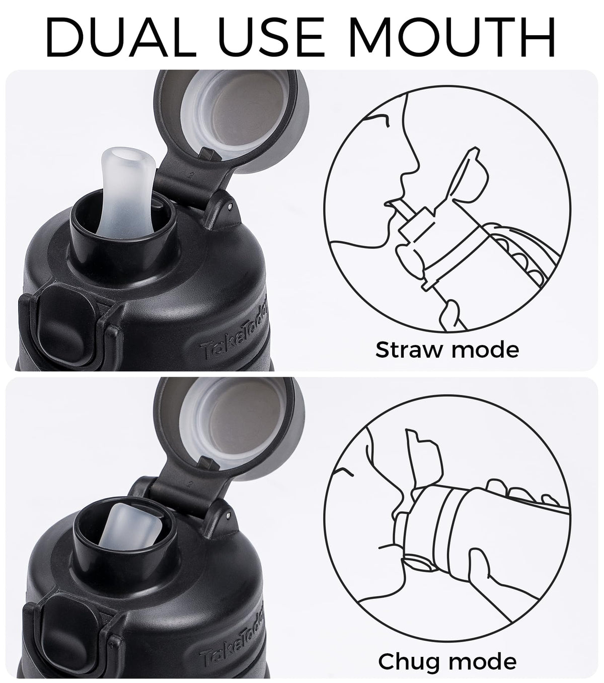 TakeToday Collapsible Water Bottles 21oz (600mL), Foldable Platinum Silicone Travel Water Bottle with Straw & Carry Strap, Leak-Resistant Screw Lid, Wide Mouth, BPA-Free for Hiking, Camping, Travel