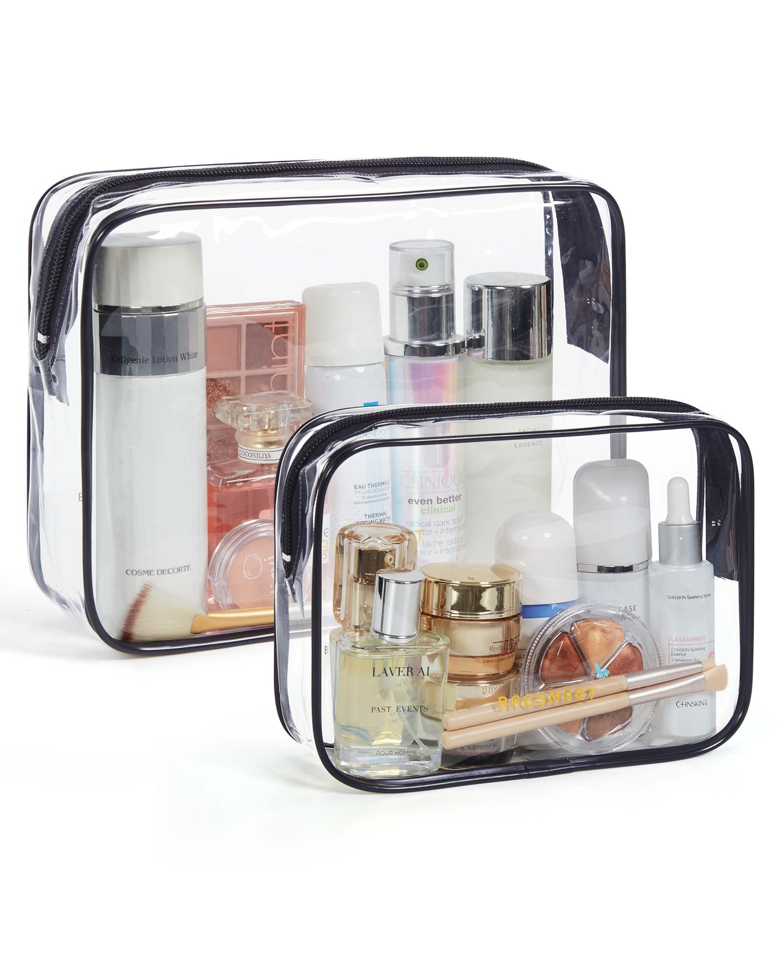 BAGSMART Clear Toiletry Bag, 3 Pack TSA Approved Toiletry Bag Quart Size Bag