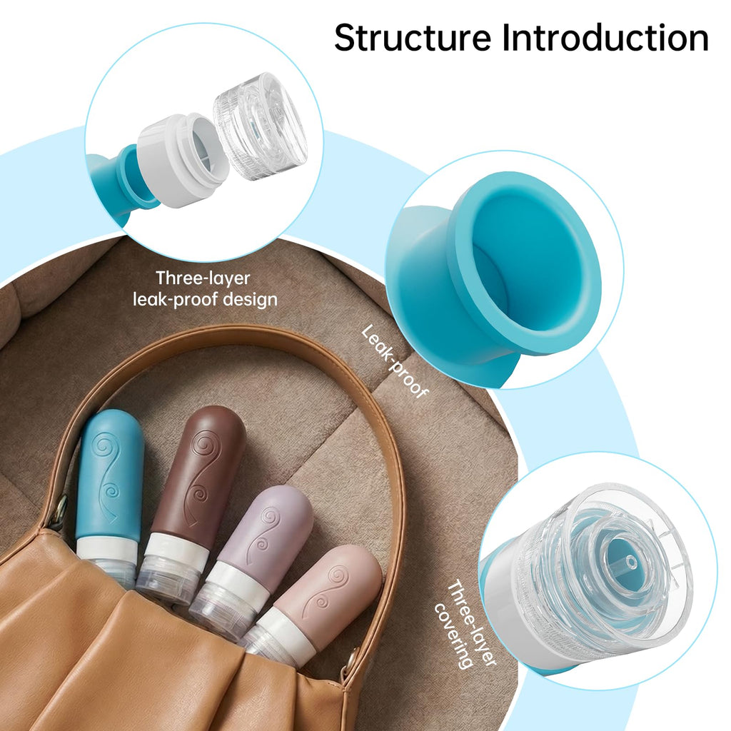 vodvob 16pack Travel Bottles for Toiletries,TSA Approved Silicone Travel Containers for Toiletries,Leak Proof Refillable Liqus Shampoo And Conditioner travel Essentials toiletry Bottles