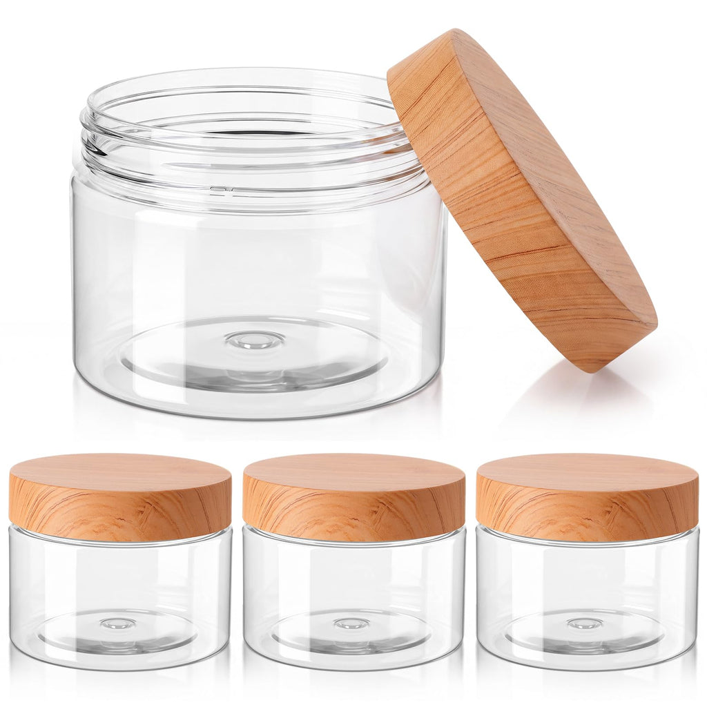 Patelai 4 Pcs Plastic Jars Wide Mouth with Lids
