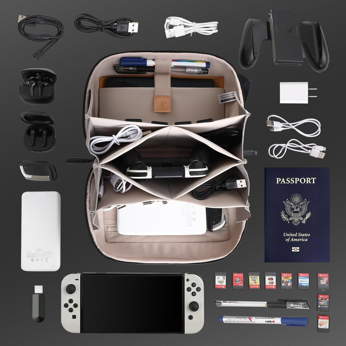 simtoper Electronic Organizer, Travel Cable Electronic Organizer Case Bag
