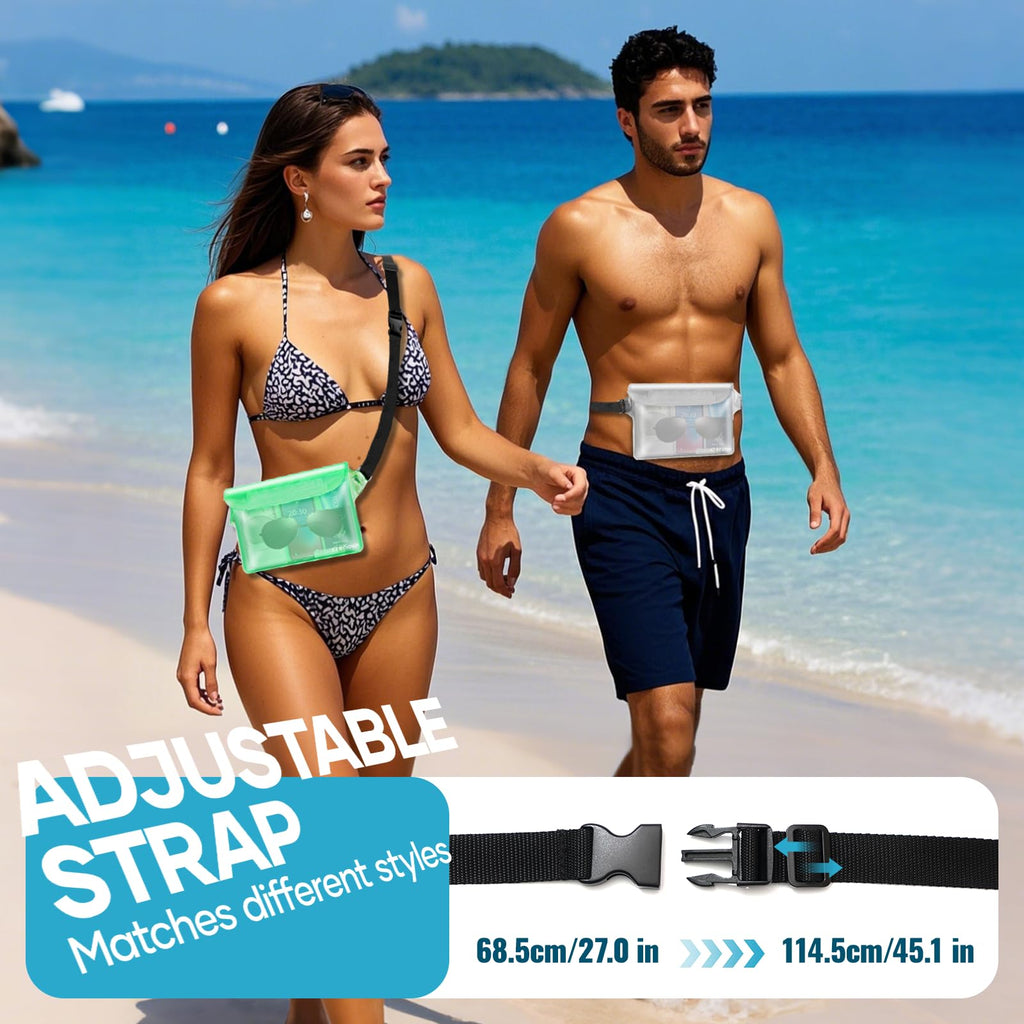 Crenova Waterproof Pouch with Waist Strap IP68 Waterproof Waist Bag Screen Touchable Dry Bag with Adjustable Belt, Vacation Essential Accessories, Perfect for Beach Snorkeling Kayaking Pool Water Park