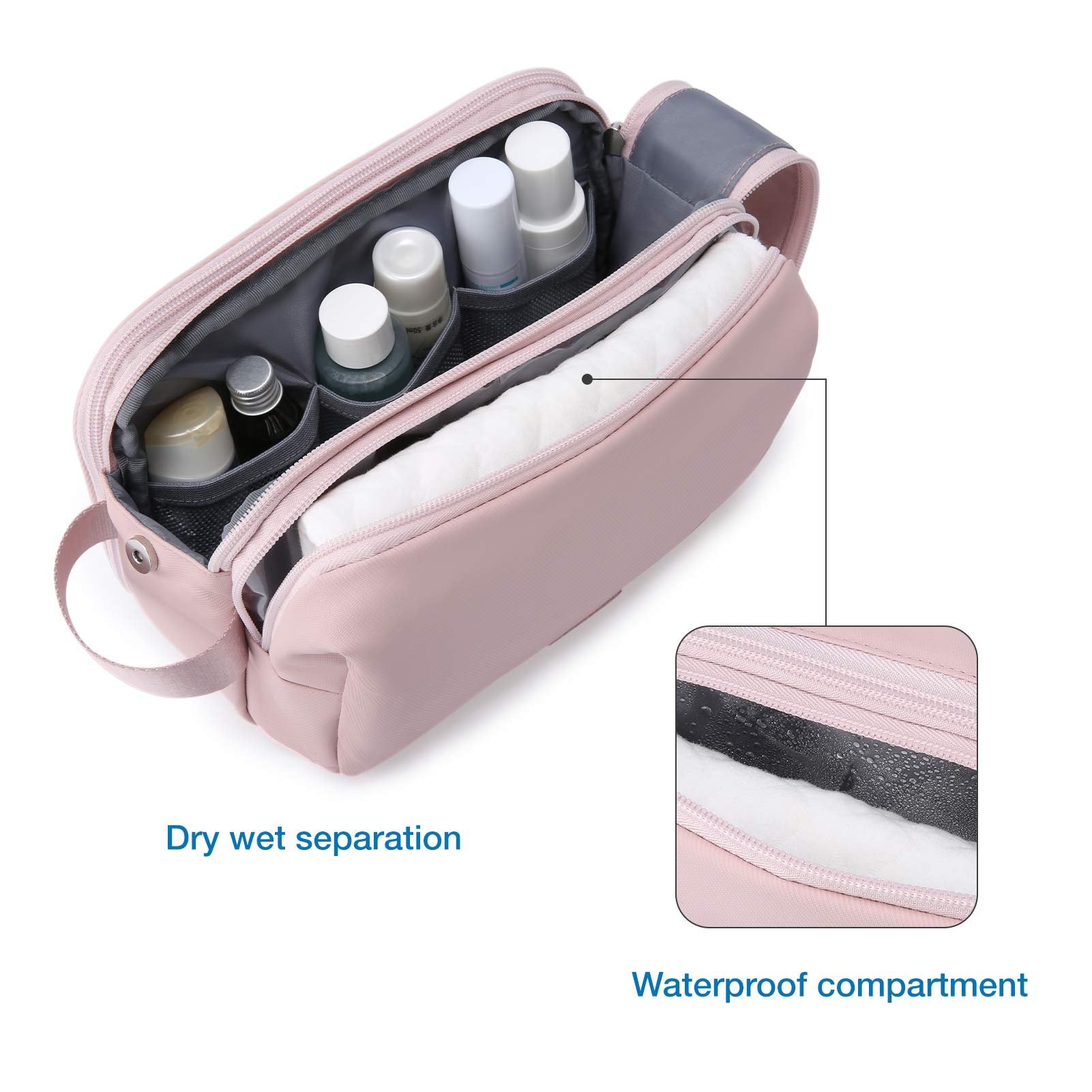 BAGSMART Toiletry Bag for Men, Travel Toiletry Organizer Dopp Kit Water-resistant Shaving Bag for Toiletries Accessories, Door Room Essentials