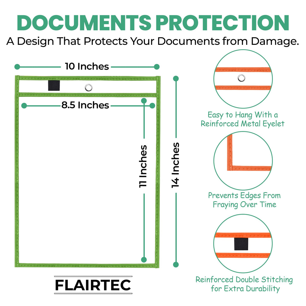 Job Ticket Holders | Reusable Dry Erase Pockets with Metal Rings & Hooks | Durable Clear Shop Sleeves for Work Order | Perfect for Classrooms