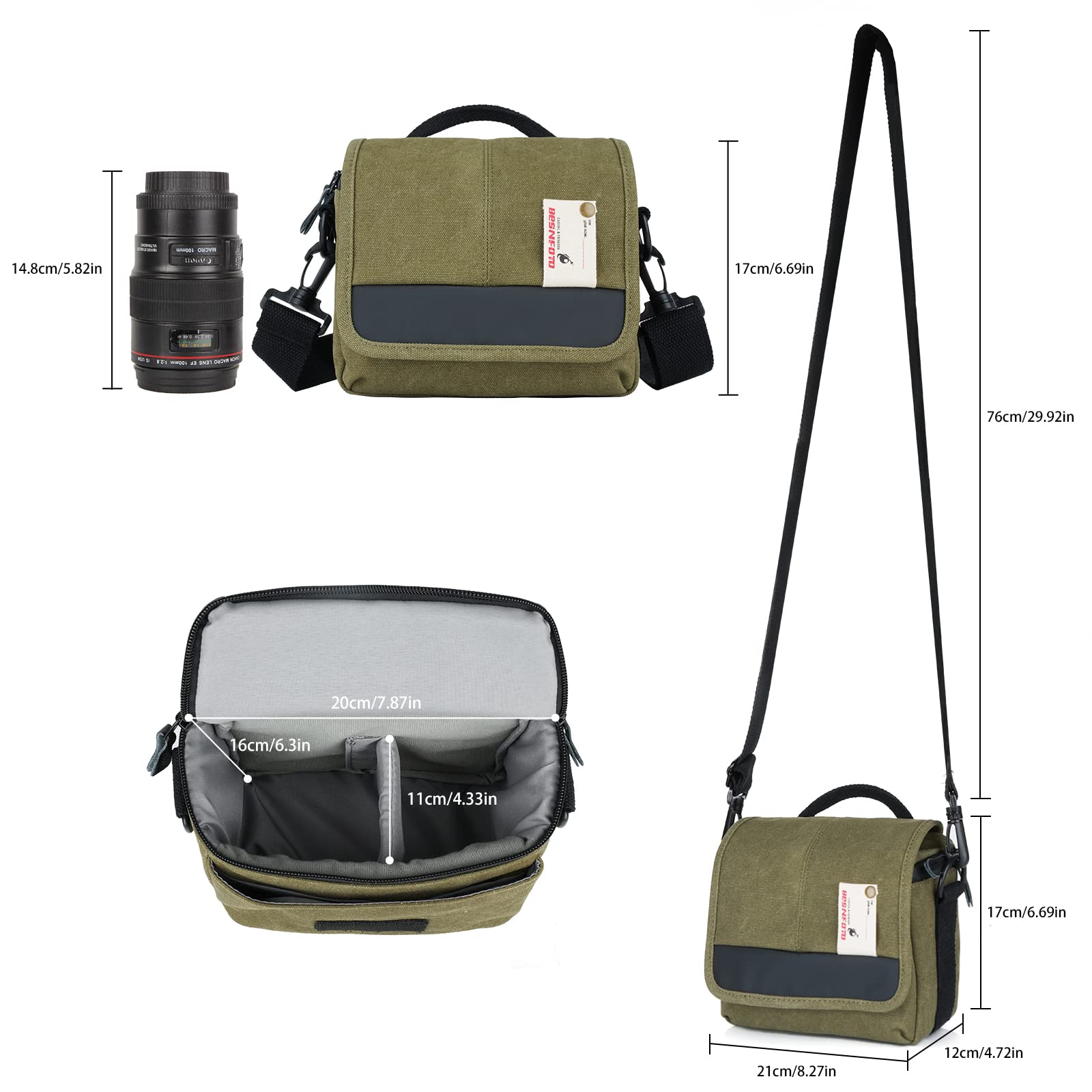 Besnfoto Mirrorless Camera Shoulder Bag Small Messenger Case Waist Bag Compatible for Canon