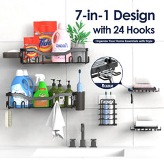 7-Pack Adhesive Stainless Steel Shower Caddy Organizer