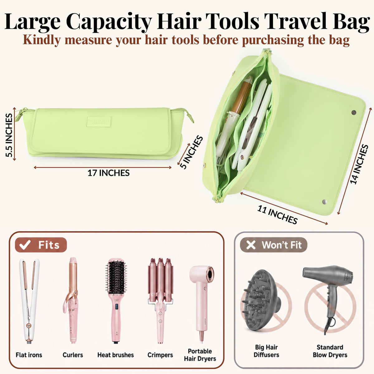 BAREFOOT CARIBOU Hair Tools Travel Bag and Heat Resistant Mat 17"
