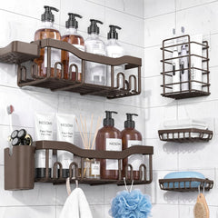 7-Pack Adhesive Stainless Steel Shower Caddy Organizer