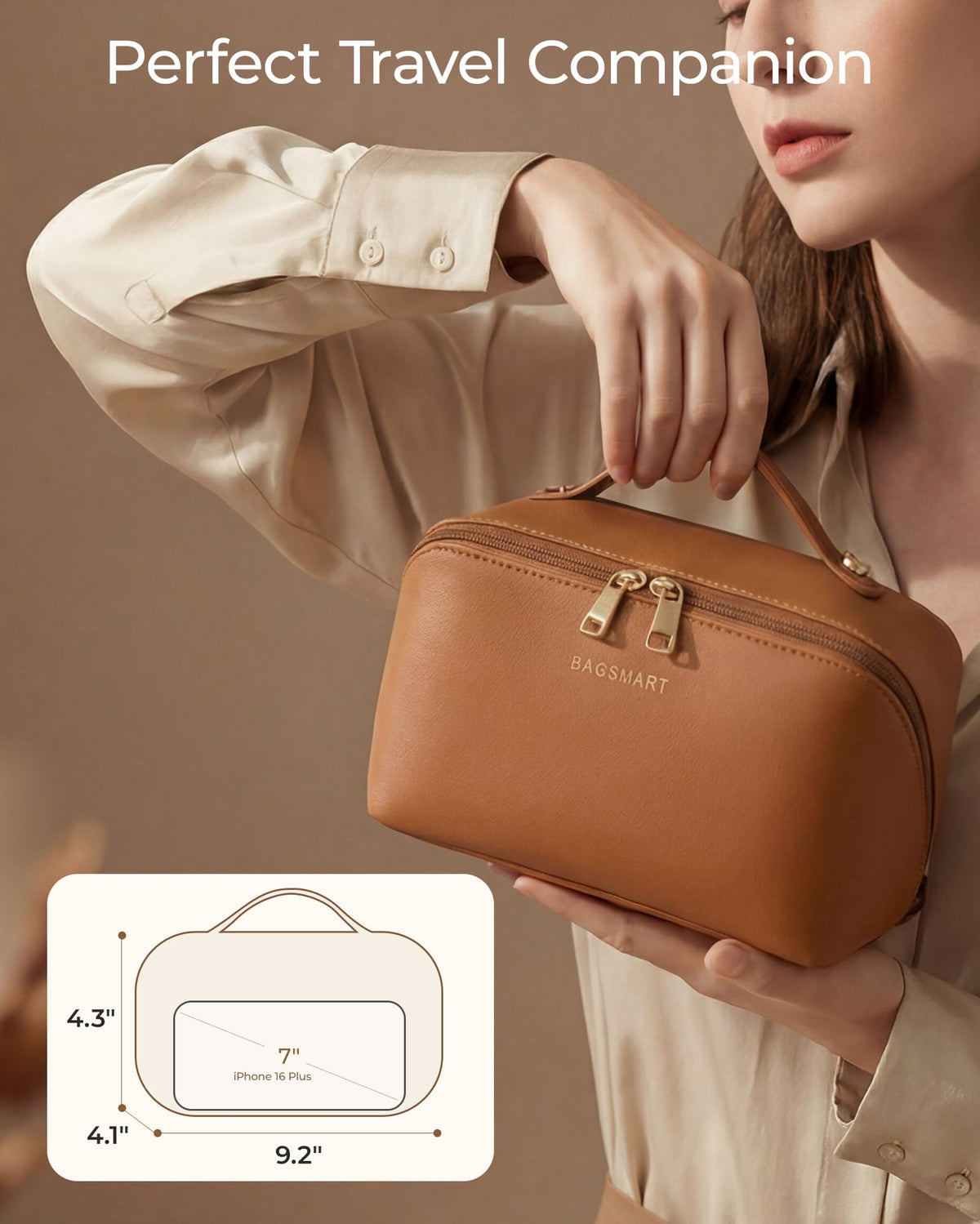BAGSMART Makeup Bag Travel Toiletry Bag for Women, Make Up Bags