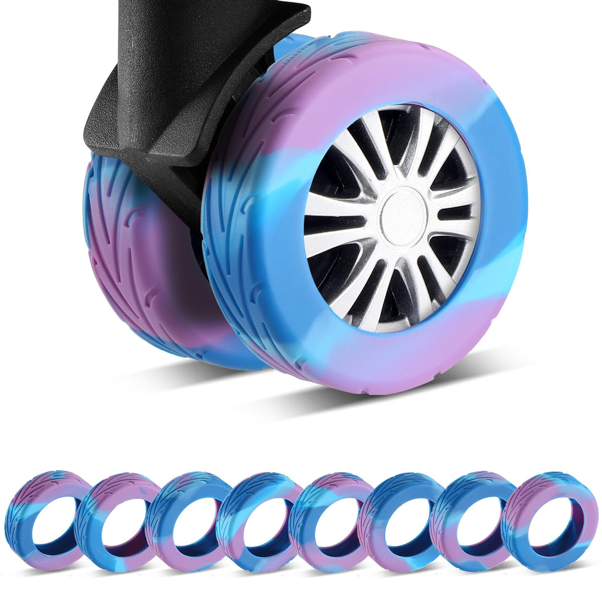 8-Pack Protective Luggage Wheel Covers for Suitcases